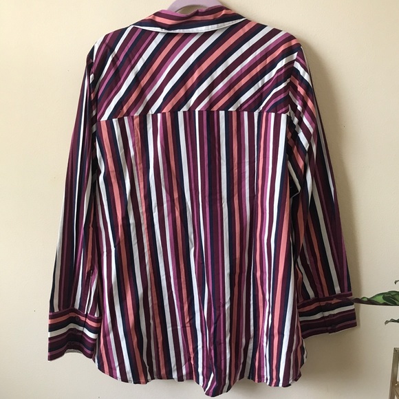 Lane Bryant Classic Long sleeve button front blouse size 24 fairyland stripe - Picture 4 of 5